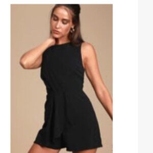 NWT!! Lulus My Dear Black Pleated Sleeveless Romper, size M